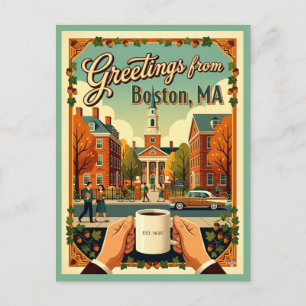 Boston Greetings Retro 1960s Academic Aesthetic Postcard