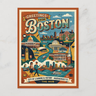 Boston Greetings Retro 1960s Postcard