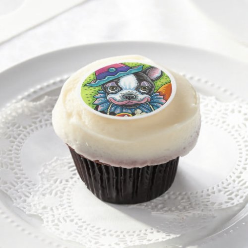 BOSTON HALLOWEEN DOG CLOWN EDIBLE FROSTING ROUNDS