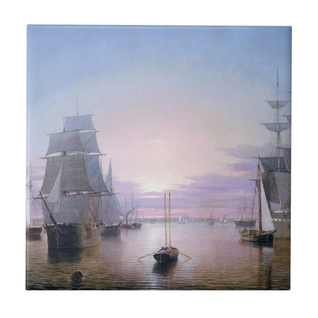 Boston Harbor 1850 Ceramic Tile (Front)