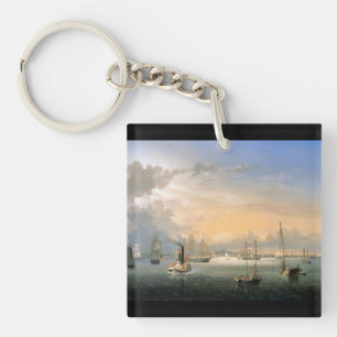 Boston Harbor 1854 Keychain