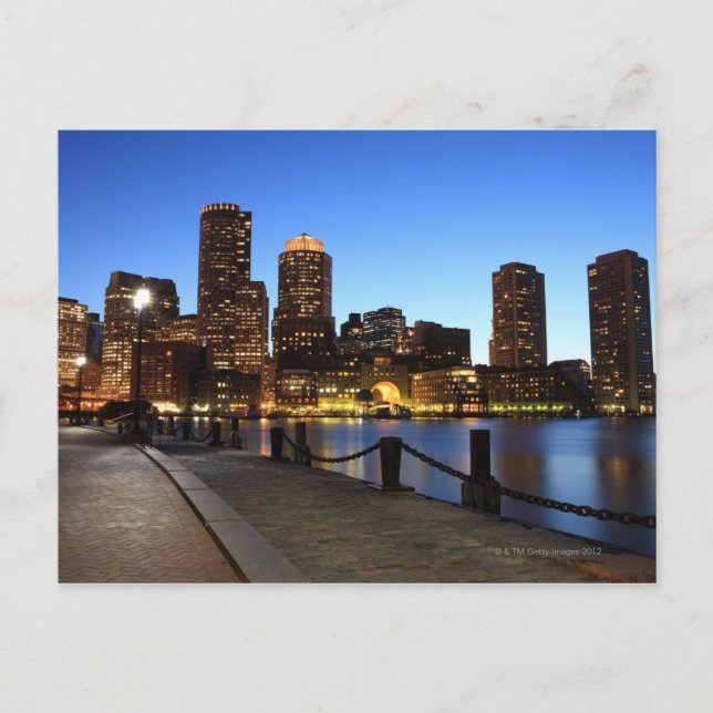 Boston Harbor and skyline.  Boston is one of the 6 Postcard (Front)