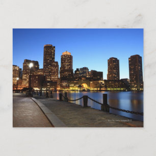 Boston Harbor and skyline.  Boston is one of the 6 Postcard