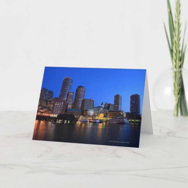 Boston Harbor and skyline.  Boston is one of the 8 Card (Front)
