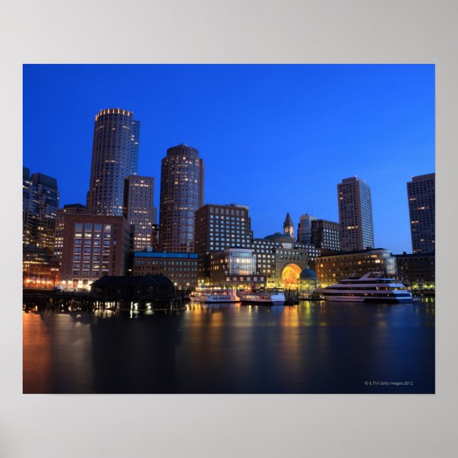 Boston Harbor and skyline.  Boston is one of the 8 Poster (Front)