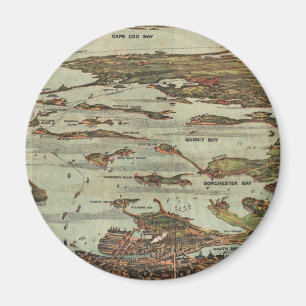 Boston Harbor Birdseye-view map Magnet