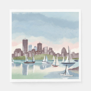 Boston Harbor   Boston Massachusetts Watercolor Napkins