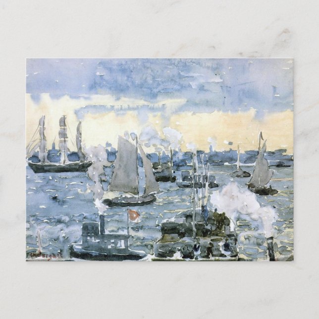 Boston Harbor, fine art painting, Postcard (Front)