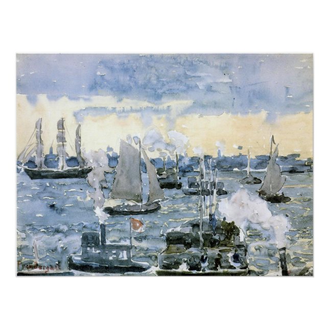 Boston Harbor, fine art painting, Poster (Front)