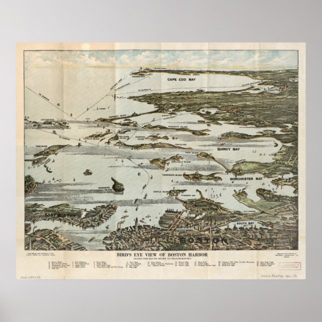 Boston Harbor MA 1920 Antique Panoramic Maps Poster (Front)