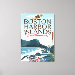 Boston Harbor Massachusetts Flight poster Canvas Print