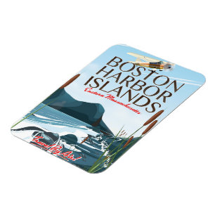 Boston Harbor Massachusetts Flight poster Magnet