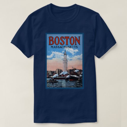 Boston Harbor Massachusetts Vintage Travel Poster T_Shirt