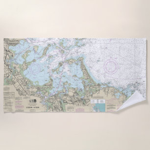 Boston Harbor Nautical Chart 13270 Beach Towel