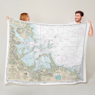 Boston Harbor Nautical Chart 13270 Fleece Blanket