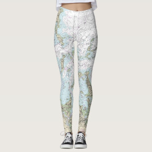 Boston Harbor Nautical Chart 13270 Leggings