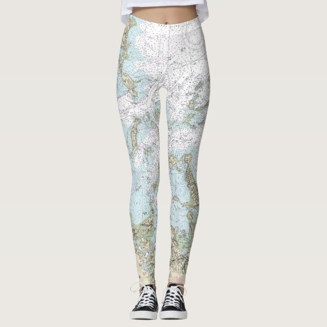 Boston Harbor Nautical Chart 13270 Leggings (Front)