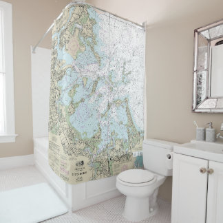 Boston Harbor Nautical Chart 13270 Shower Curtain