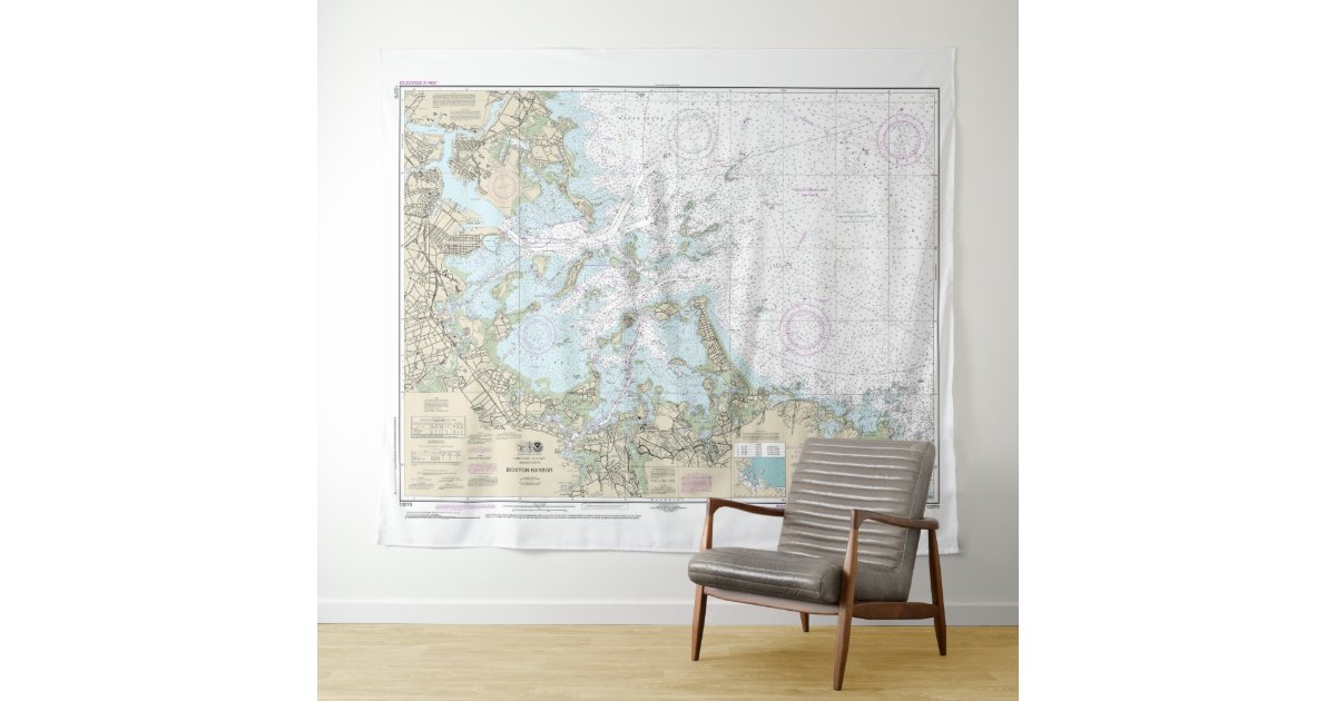 Boston Harbor Nautical Chart 13270 Tapestry Zazzle