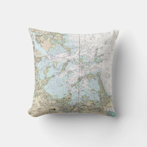 Boston Harbor Nautical Chart 13270 Throw Pillow