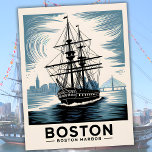 Boston Harbor New England Retro Coastal Nautical Postcard