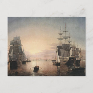 Boston harbor postcard