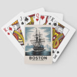 Boston Harbor Retro Tall Ship Vintage Nautical Poker Cards