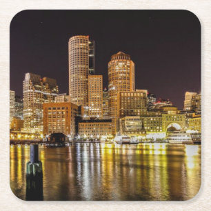 Boston Harbor Square Paper Coaster