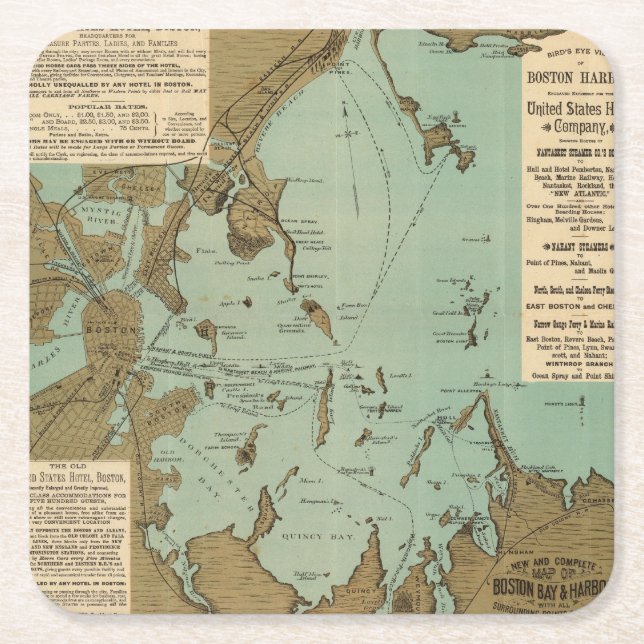 Boston Harbor Square Paper Coaster (Front)