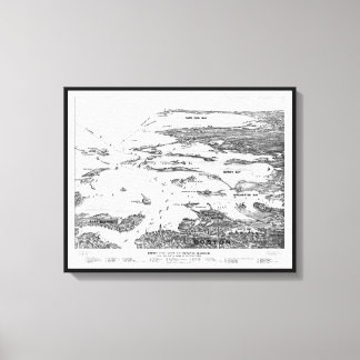 Boston Harbor to Cape Cod early 1900s Map Canvas Print