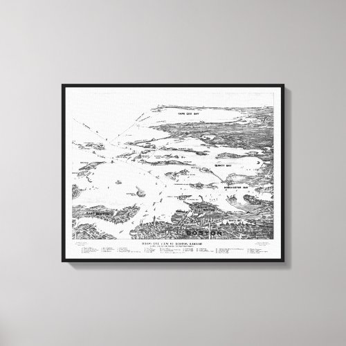 Boston Harbor to Cape Cod early 1900s Map Canvas Print