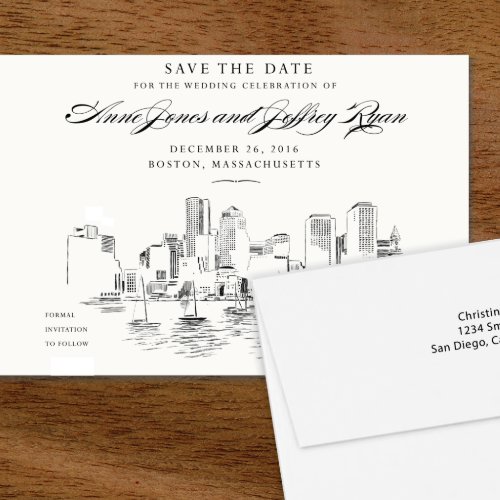 Boston Harbor Wedding Save the Date Invitations 