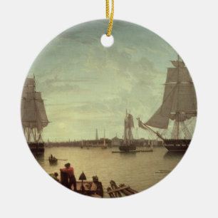 Boston Harbour from Constitution Wharf Ceramic Ornament