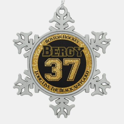 Boston Hockey Bergy 37 Snowflake Pewter Christmas Ornament
