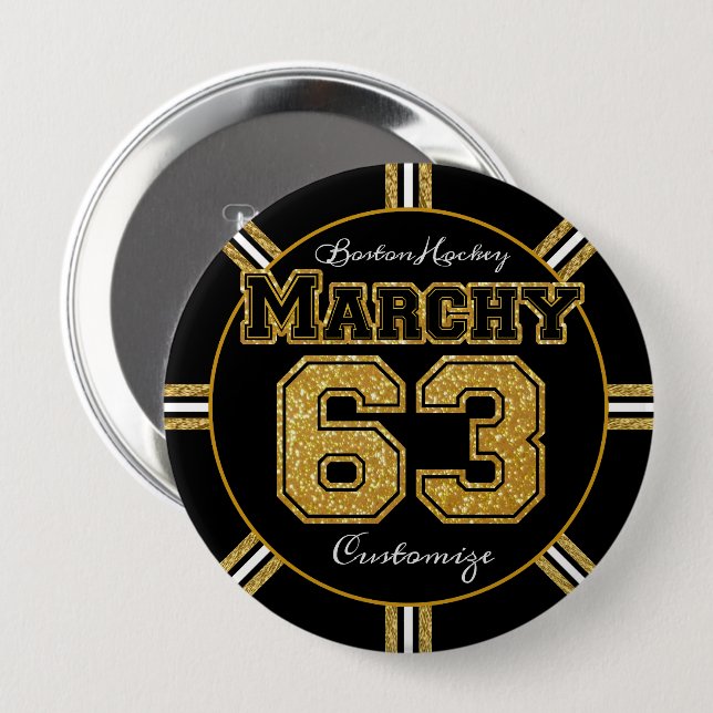 Boston Hockey Marchy 63 Button (Front & Back)