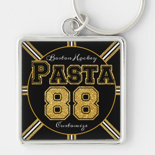 Boston Hockey Pasta 88 Keychain (Front)