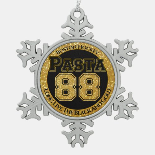 Boston Hockey Pasta 88 Snowflake Pewter Christmas Ornament