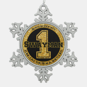 Boston Hockey Swayman 1 Snowflake Pewter Christmas Ornament