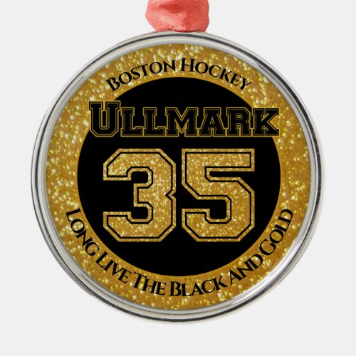 Boston Hockey Ullmark 35 Metal Ornament