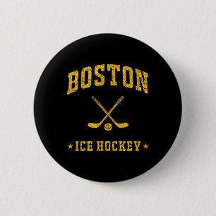 Boston Ice Hockey Vintage Gameday Retro Hockey Lov Button