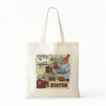 Boston Illustrated Map Tote Bag