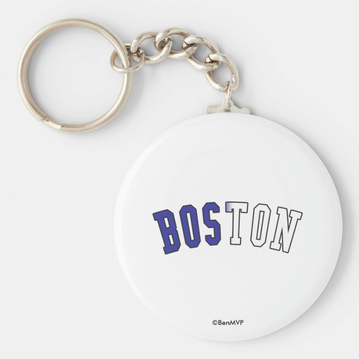 Boston in Massachusetts State Flag Colors Keychain