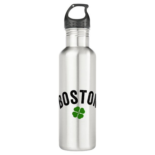 Boston Irish Shamrock Stainless Steel Water Bottle (Front)
