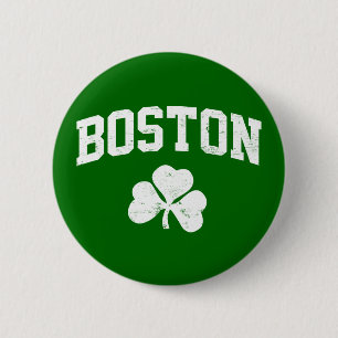 boston irish st patrick's shamrock clover southi pinback button