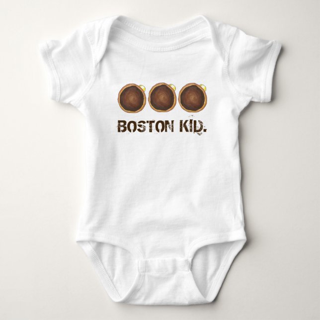 Boston Kid Cream Pie Donut Doughnut Massachusetts Baby Bodysuit (Front)