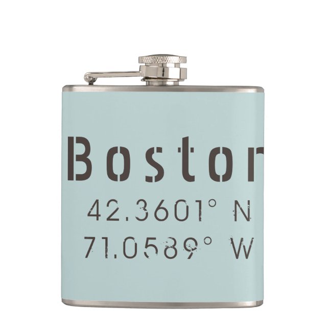 Boston Latitude Longitude Flask (Front)