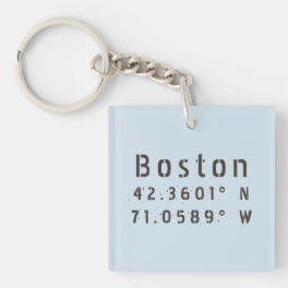 Boston Latitude Longitude Keychain