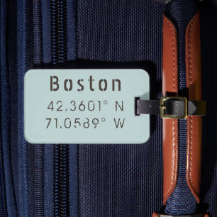 Boston Latitude & Longitude Luggage Tag