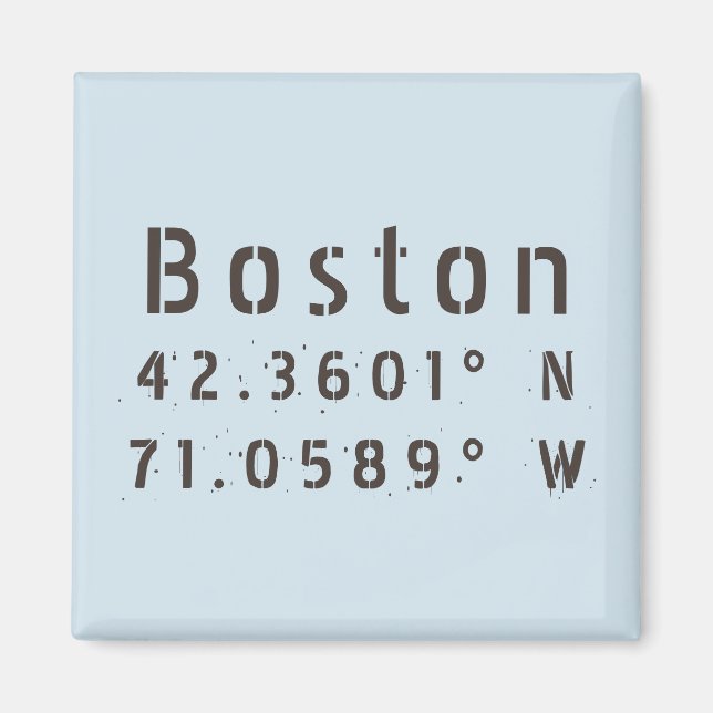 Boston Latitude Longitude Magnet (Front)