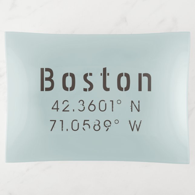 Boston Latitude Longitude Trinket Tray (Front)